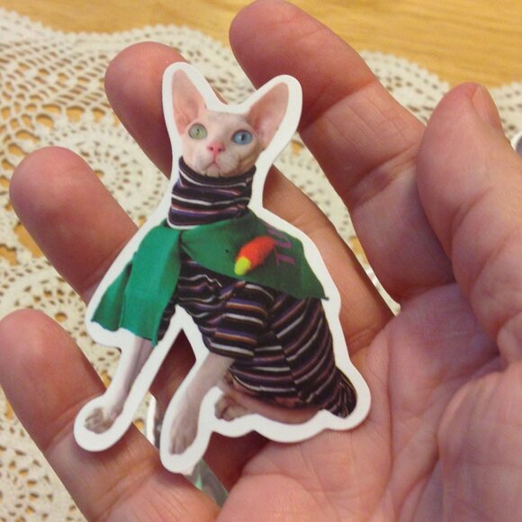 Sphynx Cats Stickers, funny, quirky, silly, for computer, crafts, lockers - Picture 7 of 7